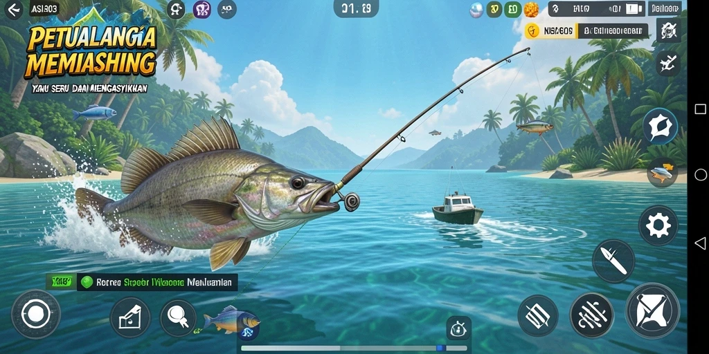 Tampilan gameplay ASIA303 yang menarik saat menangkap ikan.