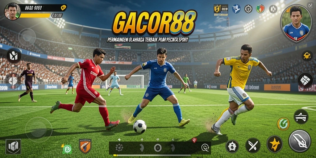 Screenshot GACOR88 menampilkan gameplay seru di arena olahraga.