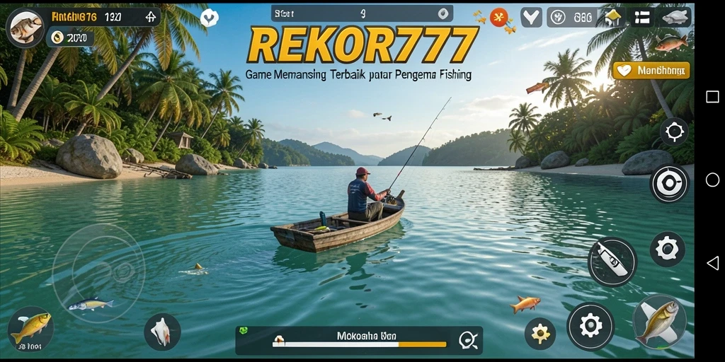 Screenshot gameplay <strong>REKOR777</strong> menampilkan momen menangkap ikan besar.