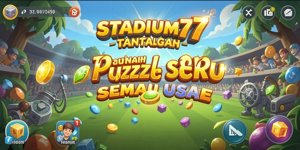 Screenshot gameplay STADIUM77 dengan tantangan puzzle yang menarik
